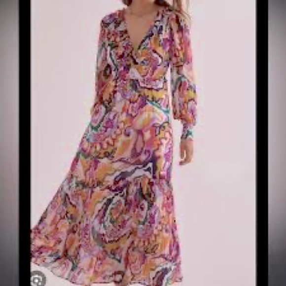 Anthropologie The Marais Printed Chiffon Maxi Dress Size 3X - Picture 5 of 14